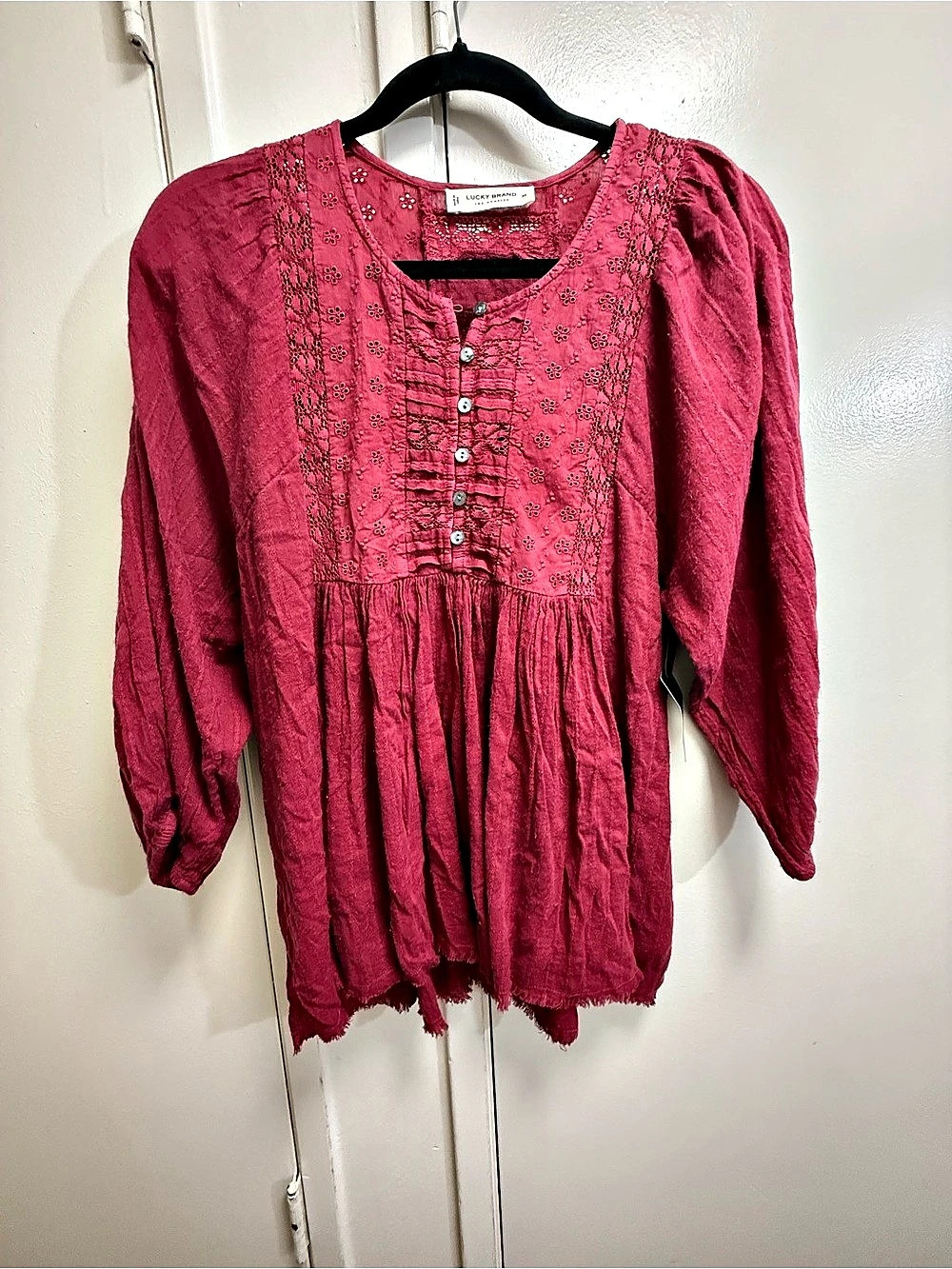 Lucky Brand Embroidered Floral Tunic in Pink
